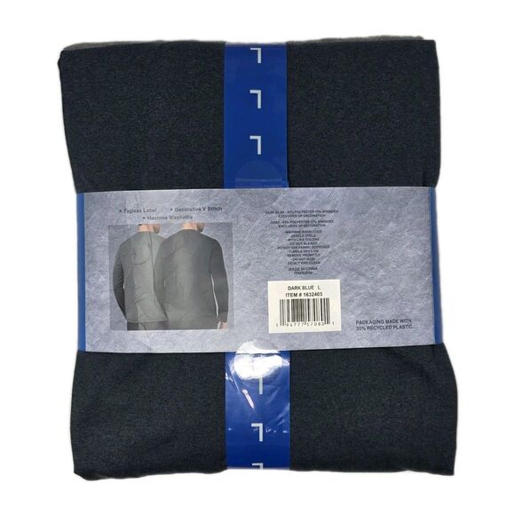 Rugged Elements Men's L Sueded Long Sleeve Crew Tee 2-pack Grey & Dark Blue - Picture 4 of 7